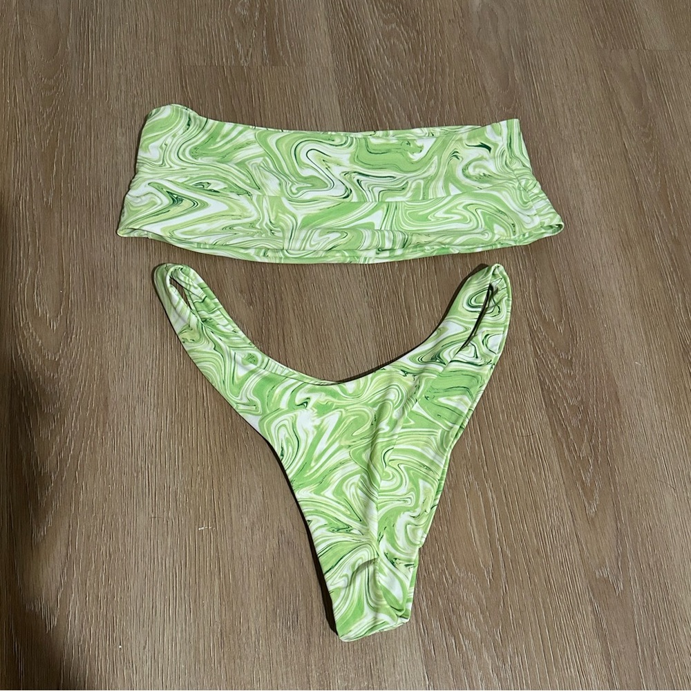 Green Swirl Bikini Set